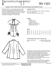 Load image into Gallery viewer, RH1501 — Mid-1950s Ladies' Swimsuit and Beach Coat sewing pattern