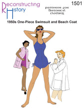 Load image into Gallery viewer, RH1501 — Mid-1950s Ladies' Swimsuit and Beach Coat sewing pattern