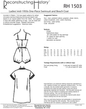 Load image into Gallery viewer, RH1503 — Mid-1950s Ladies' Swimsuit and Beach Coat sewing pattern