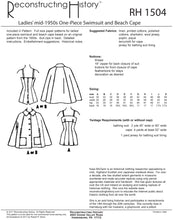 Load image into Gallery viewer, RH1504 — Mid-1950s Ladies' Swimsuit and Beach Cape sewing pattern