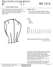 Load image into Gallery viewer, RH1515 — 1949 Ladies' Vests sewing pattern