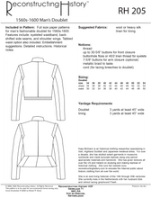 Load image into Gallery viewer, RH205 — 1570s-1600 Elizabethan Doublet sewing pattern