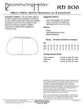 Load image into Gallery viewer, Back cover for our sewing pattern RH206, which helps you make fashionable Elizabethan men's breeches or pumpkin pants