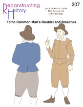 Load image into Gallery viewer, Front cover of sewing pattern RH207, which makes Elizabethan era common man's doublet & breeches