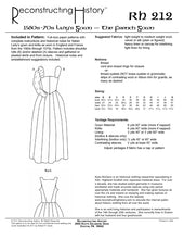 Load image into Gallery viewer, Back cover for our sewing pattern RH212, which helps you make a 16th century lady's gown known as "the French gown"