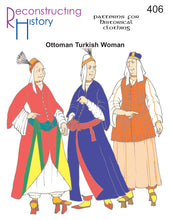Load image into Gallery viewer, Front cover for our sewing pattern RH406, which helps you make a historically accurate Ottoman Turkish Woman's outfit