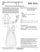 Load image into Gallery viewer, Back cover for our sewing pattern that makes a 16th century German or Landsknecht dress: RH501 Saxon or Cranach Gown
