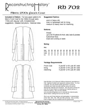 Load image into Gallery viewer, Back cover for RH702, our 1700s frock coat pattern that's perfect for the Golden Age of Pirates!