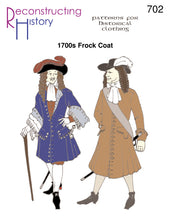 Load image into Gallery viewer, Front cover for RH702, our 1700s frock coat pattern that&#39;s perfect for the Golden Age of Pirates!
