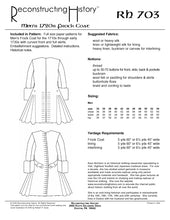 Load image into Gallery viewer, RH703 — 1720s Frock Coat sewing pattern