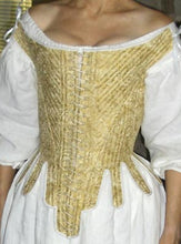Load image into Gallery viewer, Stays made from RH711, our 17th century stays or corset pattern, worn by a model.