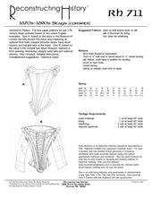 Load image into Gallery viewer, Back cover of RH711, our sewing pattern for 17th century stays or corset
