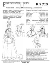 Load image into Gallery viewer, Back cover for RH713, our sewing pattern that helps you make undergarments and accessories for the late 17th and early 18th centuries