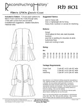 Load image into Gallery viewer, Back cover for RH801, 1740s Frock Coat sewing pattern