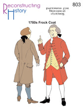Load image into Gallery viewer, Front cover of our sewing pattern RH803, Colonial era frock coat