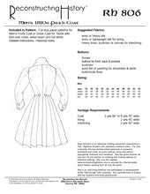 Load image into Gallery viewer, RH806 — 1820s Frock Coat sewing pattern
