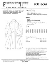 Load image into Gallery viewer, RH806 — 1820s Frock Coat sewing pattern