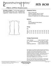 Load image into Gallery viewer, Back cover of sewing pattern RH808 1770s waistcoats, which helps you make a Georgian or Colonial waistcoat or vest