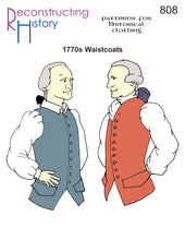 Load image into Gallery viewer, Front cover of sewing pattern RH808 1770s waistcoats, which helps you make a Georgian or Colonial waistcoat or vest
