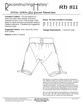 Load image into Gallery viewer, Back cover for our sewing pattern RH811, which helps you make 18th century fly-front breeches