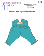 Load image into Gallery viewer, Front cover for our sewing pattern RH811, which helps you make 18th century fly-front breeches
