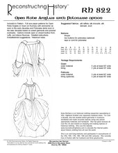 Load image into Gallery viewer, Back cover of our sewing pattern RH822, Robe Anglais, which makes an 18th century woman's dress or gown