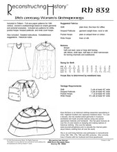 Load image into Gallery viewer, Back cover for our sewing pattern RH832, 18th century women's underpinnigs, which makes Georgian panniers (hoop pockets), shift, and petticoats