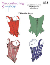 Load image into Gallery viewer, RH833 - 18th century (1740s to 1780s) stays or corset sewing pattern front cover