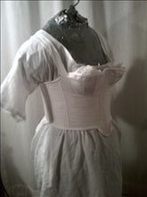 Load image into Gallery viewer, Side view of a corset or set of stays made with our sewing pattern for Regency era underwear.