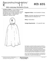 Load image into Gallery viewer, RH835 — 18th century Women's Cloak sewing pattern