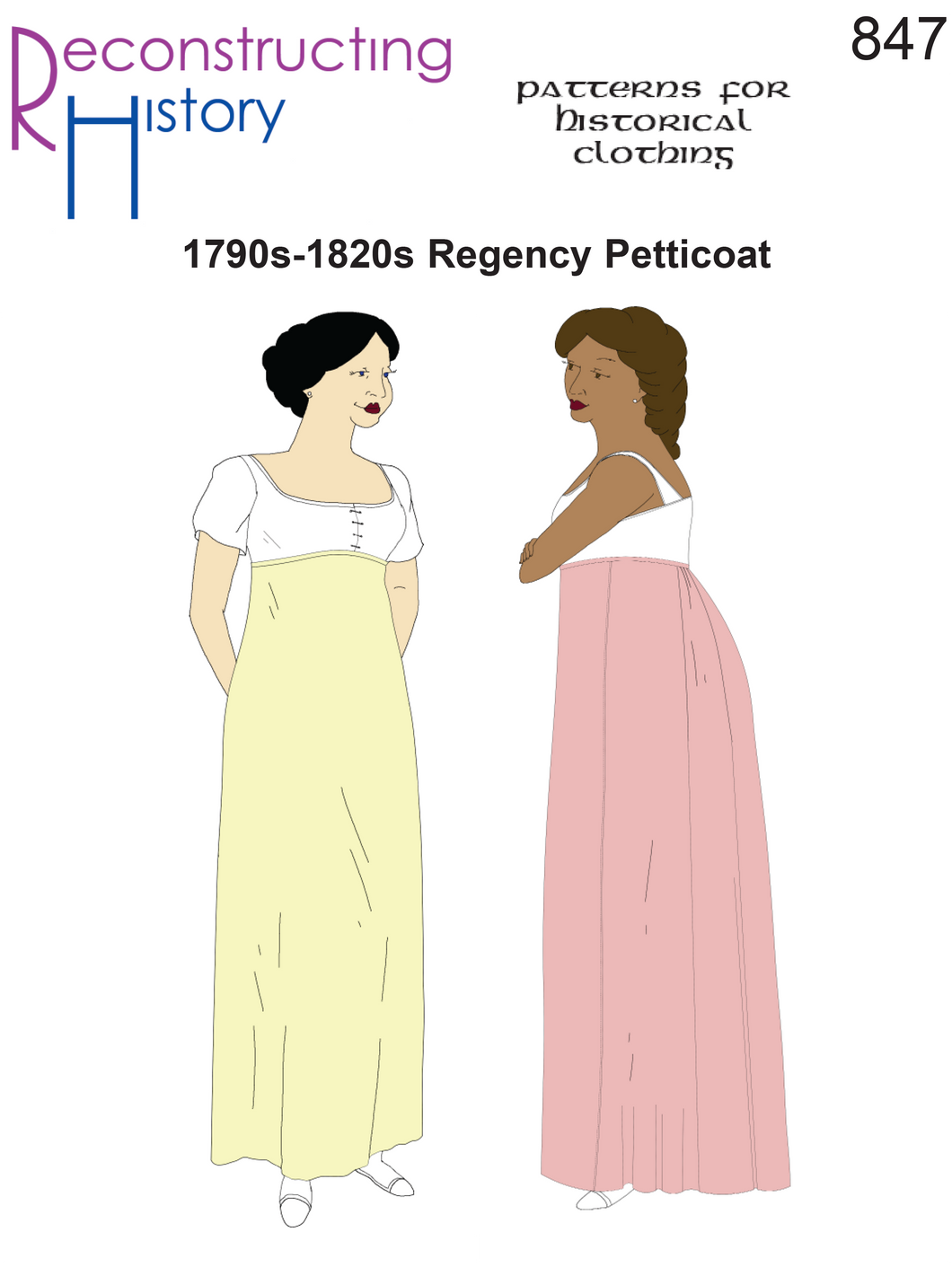 RH847 — 1800s Regency high-waist Petticoat sewing pattern