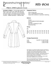 Load image into Gallery viewer, RH904 — 1840s-1860s Double-Breasted Frock Coat sewing pattern