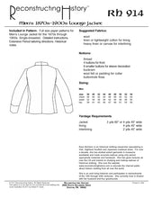 Load image into Gallery viewer, RH914 — 1870s-1950s Lounge Jacket sewing pattern