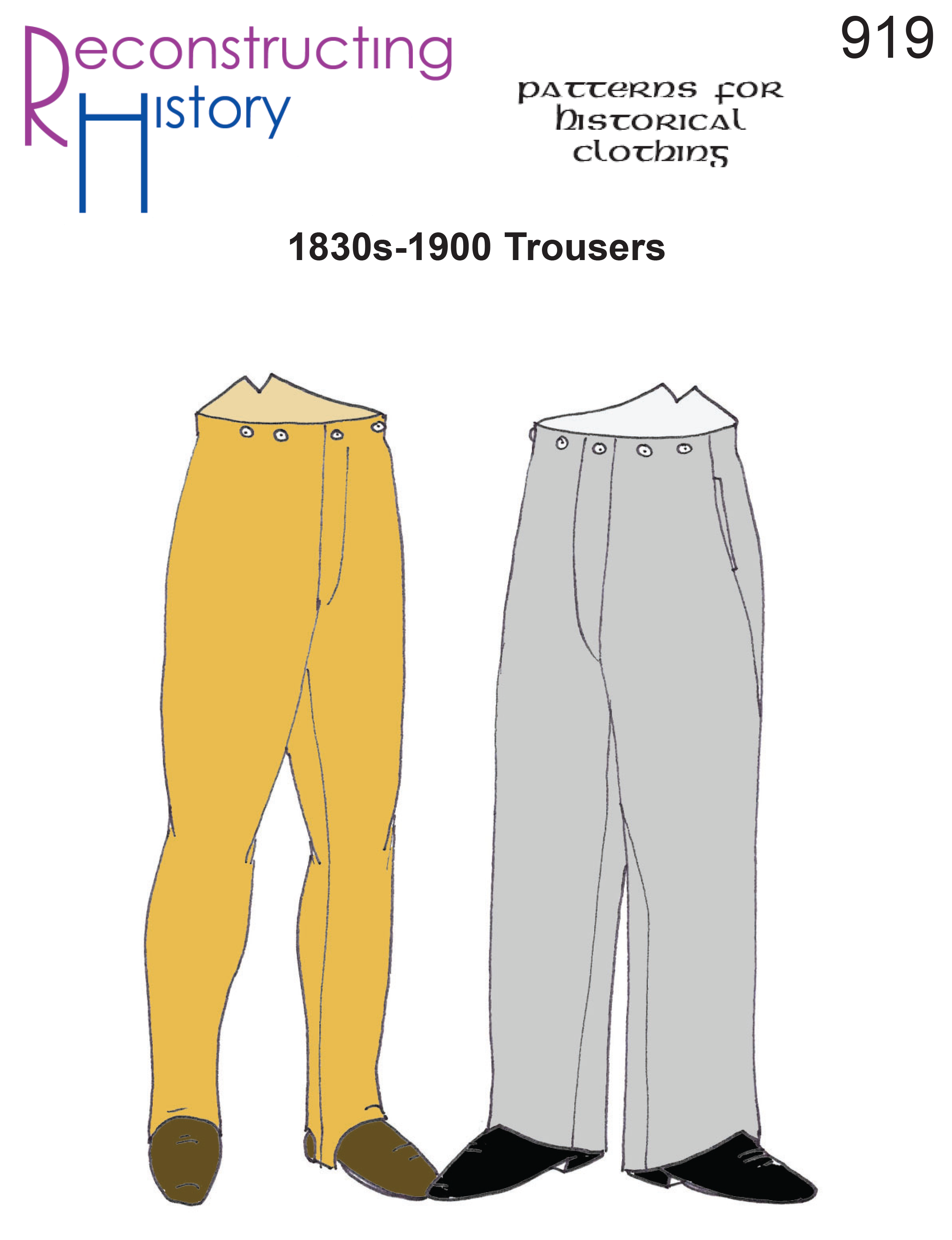 RH919 — 1830s-1900 Trousers sewing pattern – Reconstructing History