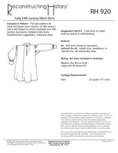 Load image into Gallery viewer, RH920 — Early 19thc Men's Shirts sewing pattern