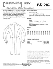 Load image into Gallery viewer, Back cover of our sewing pattern RH921, which makes a man's Victorian and early 20th century formal tail coat
