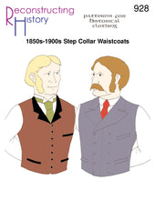 Load image into Gallery viewer, Front cover for RH928, our sewing pattern that helps you make a Victorian or Steampunk man's waistcoat or vest