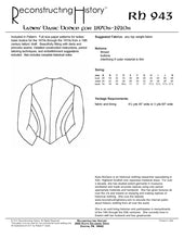 Load image into Gallery viewer, Back cover for our sewing pattern RH943, which helps you make a versatile Victorian ladies' basic bodice