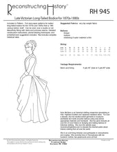 Load image into Gallery viewer, RH945 — Ladies' Long-Tailed Bodice for the 1870s-1880s sewing pattern