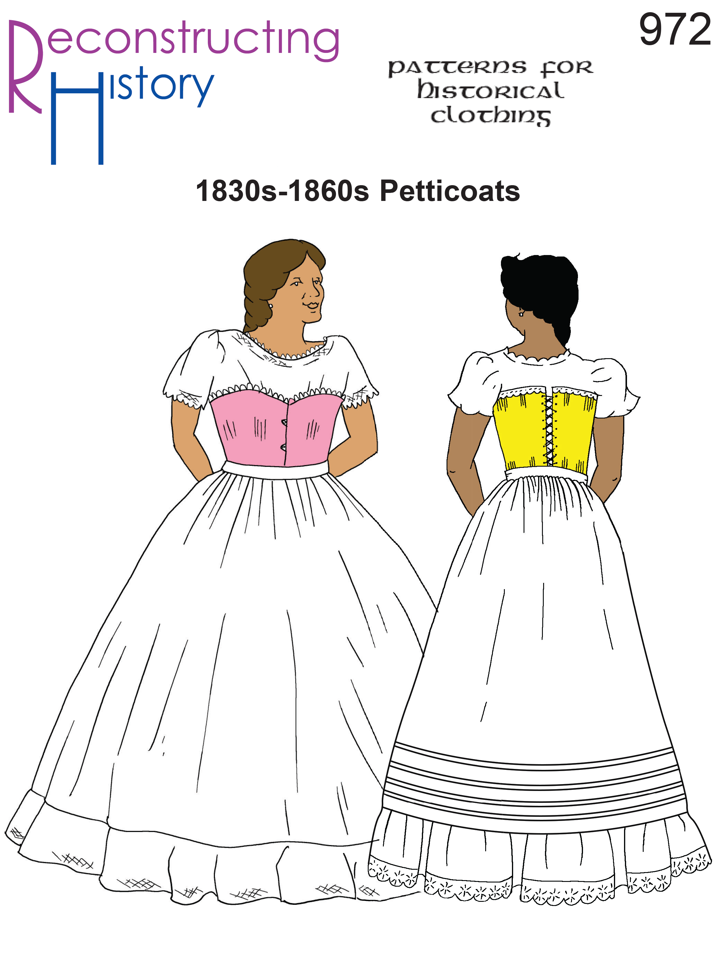 RH972 — Early Victorian (1830s-1860s) Petticoats sewing pattern – Reconstructing History