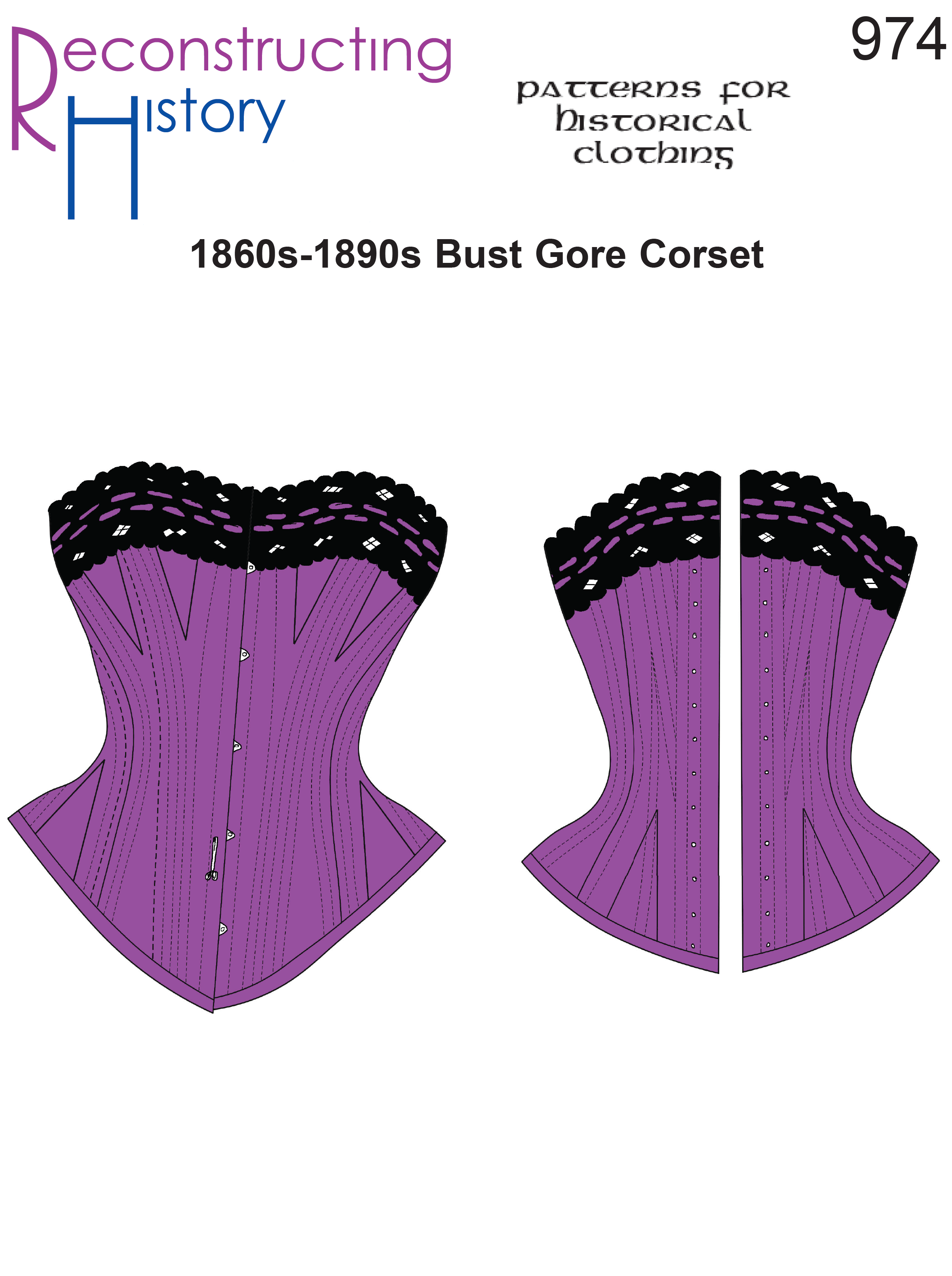 RH974 — Ladies' 1860s-1890s Bust Gore Corset sewing pattern –  Reconstructing History