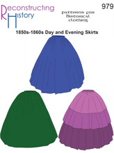Load image into Gallery viewer, RH979 — mid-Victorian (1850s-1860s) Day or Evening Skirt sewing pattern