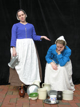 Load image into Gallery viewer, Liz and Allie modeling 16th/17th century outfits made from RH201, English Jacket & Petticote
