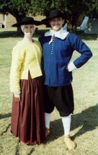 Load image into Gallery viewer, Kass models her late 16th / early 17th century outfit made from RH201, English Jacket & Petticote