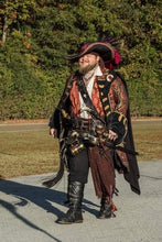 Load image into Gallery viewer, Bubba models the 18th century coat he made using our sewing pattern RH801, 1740s Frock Coat
