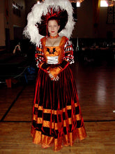 Load image into Gallery viewer, Traci shows the 16th century German or Landsknecht dress made with our sewing pattern RH501, Saxon or Cranach Gown