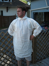 Load image into Gallery viewer, Bob models the shirt and drawers he made using RH815 - 18th Century Mens Shirts & Drawers sewing pattern
