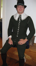 Load image into Gallery viewer, Bob shows of a spiffy falling collar made with our sewing pattern RH103, 17th century Collars & Cuffs