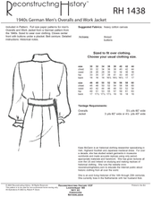 Load image into Gallery viewer, RH1438 — 1940s German Men&#39;s Overalls and Work Jacket sewing pattern
