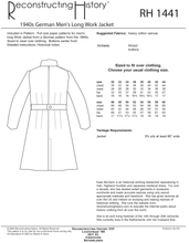 Load image into Gallery viewer, RH1441 — 1940s German Men&#39;s Long Work Jacket sewing pattern
